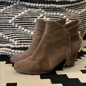 G.H. Bass & Co. Taupe Suede Fringe Ankle Booties